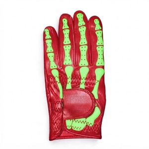 Guante de Golf de Piel Cabretta Roja de Alta Calidad con Estampado de Esqueleto Verde, para Mano Izquierda, Antideslizante, Unisex, con Cierre de Tirón - Product Image 2