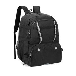 Classic <b>Black</b> Sports <b>Backpack</b> for Lacrosse and Hockey Gear with External Hook and Adjustable Equipment Straps - Product Image 1