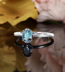 Oval Cut Alexandrite 14K Rose Gold Plated Sterling Silver Vintage Engagement Ring with Color <b>Change</b> Gemstone for Women - Product Image 6