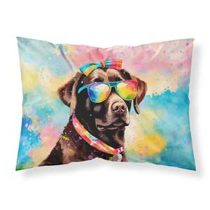 Chocolat Labrador Hippie Dawg oeuvre décorative taie d'oreiller léger Super doux facile d'entretien taille Standard feuille taie d'oreiller ensemble - Product Image 1