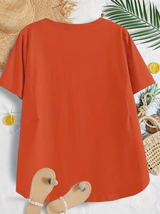 <b>Orange</b> Short Sleeve T-<b>Shirt</b> With Floral Print Loose Fit O-Neck Cotton <b>Men's</b> Casual Top Round Neck 100% Cotton Oversized - Product Image 4