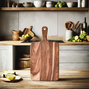 Planche à découper de cuisine en bois d'acacia personnalisée de haute qualité avec poignée, plateau de service en bois brut, plateau en bois, planches à découper - Product Image 3