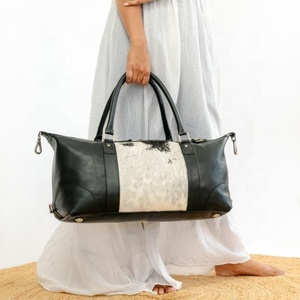 Bolsa de equipaje Hairon de piel de vaca de viaje, bolsa de lona Vintage de cuero para acampar y senderismo, bolsa de fin de semana hecha a mano para hombres y mujeres - Product Image 2