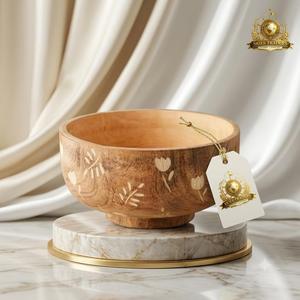 Tazón Redondo Clásico de Madera para Ensaladas, Tazón Simple de Madera Natural para Servir Frutas, Vajilla de Madera para el Día a Día - Product Image 3