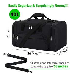 High Capacity Black Sports Duffel Bag Water Resistant Outdoor Travel Bag - Product Image 3