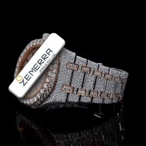Montre à quartz en acier inoxydable avec cadran en verre moissanite carré, clarté VVS, fabrication artisanale de luxe, haute qualité, non étanche, pour homme - Product Image 3