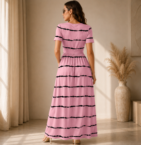 Robe portefeuille pour femme, décontractée et élégante, avec ceinture, longueur midi, design portefeuille devant, taille haute, en tissu extensible confortable, idéale pour le bureau - Product Image 4