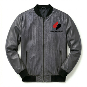 Chaqueta Bomber para Hombre al por Mayor, Chaqueta de Cuero PU con Logotipo Personalizado, Cierre de Cremallera, Estilo Bomber Informal - Product Image 1