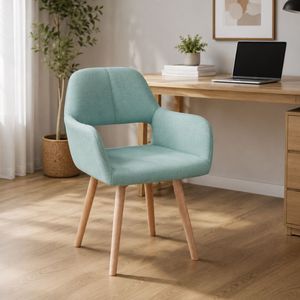 Modern Upholstered Fabric <b>Dining</b> <b>Armchair</b> with Natural Wood Legs, Comfortable Kitchen Accent Chair for <b>Dining</b> Room, Home Office - Product Image 5