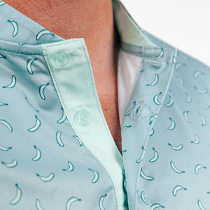 Polo de Hombre Azul Claro con Estampado de Plátanos, Manga Corta, Tejido de Poliéster, Informal, Transpirable, Ropa de Golf - Product Image 4