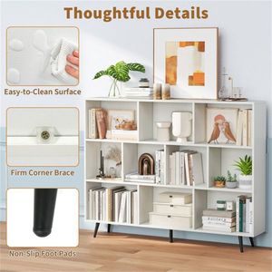 Libreria con Gambe in Metallo 55 x 9,5 x 42 Pollici con 5 Dispositivi Anti-Ribaltamento, Vetrina Espositiva - Product Image 6