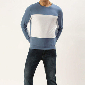 เสื้อสเวตเชิ้ตผู้ชายลำลองสำหรับฤดูหนาว ระบายอากาศได้ดี ผ้าฝ้ายฟลีซ 100% คอกลม ทรงปกติ ตัดต่อสีตัดกัน ขายส่ง - Product Image 4