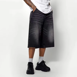 High Quality Washed Black Customized Knee Length Man Denim <b>Jeans</b> 2026 Summer Vintage Jorts <b>Men's</b> Baggy <b>Jeans</b> Shorts for <b>Men</b> - Product Image 3