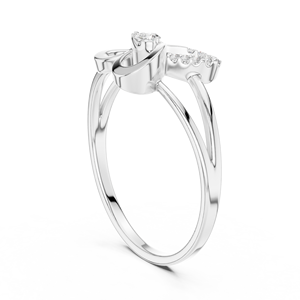 Anillo de Oro Blanco de 18K con Diamante Cultivado en Laboratorio de Corte Redondo en Forma de Corazón de Mariposa, Menos de 1 Quilate, Chapado en Rodio, de Lujo - Product Image 4