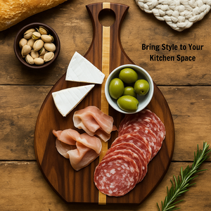 Solid Wood Paddle Cutting Board <b>Kitchen</b> Chopping Board with Handle Natural Wood Serving Board - Product Image 2