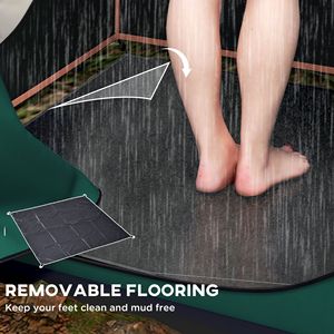 Portable Green <b>Camping</b> Shower Tent with Solar Shower Bag Removable Floor Carrying Bag Provides Privacy and Convenience - Product Image 6