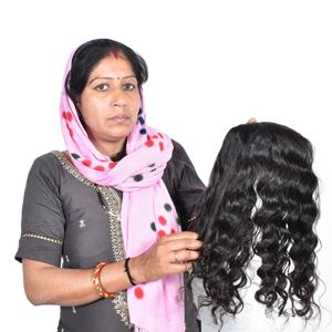 ผมต่อแบบลอนยาวสองด้านทำจากผมธรรมชาติสีดำบริสุทธิ์แบบ100% ผมคนอินเดียไม่หลุดจากเครื่องจักร - Product Image 1