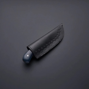 Couteau de chasse artisanal en acier Damas avec manche en os et corne noire, couteau de survie à lame fixe OEM EDC pour l'extérieur, étui en cuir - Product Image 4
