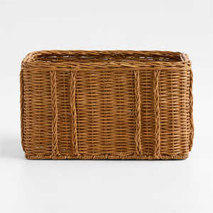 <b>Rectangular</b> Rattan <b>Storage</b> <b>Basket</b> Woven Organizer <b>Basket</b> Compact <b>Storage</b> <b>Basket</b> For Shelf Organization Living Room And Bedroom - Product Image 2