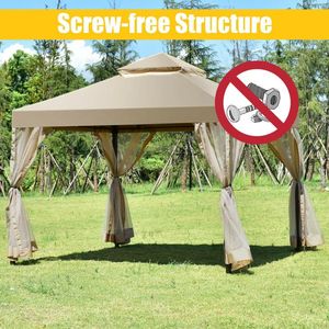 Gazebo de 2 Niveles para Exteriores de 3 Metros x 3 Metros con Estructura sin Tornillos, Pérgola, Refugio - Product Image 5