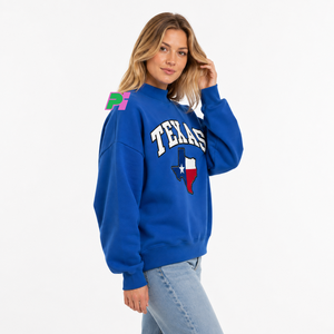 Sudadera de cuello alto para mujer, otoño/invierno, con parche bordado de la bandera de Texas, estilo casual oversize, 100% algodón polar transpirable - Product Image 3