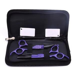 Tijeras de Entresacar Cabello Moradas Hechas a Medida, de Acero Inoxidable, Afiladas, para Diestros, Ligeras, con Mango Largo y Agarre de Acero Inoxidable - Product Image 2
