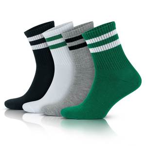 Chaussettes de sport rayées personnalisées avec logo, chaussettes athlétiques côtelées rétro, vente en gros, marque privée, chaussettes de sport en coton pour hommes et femmes avec logo sur le revers - Product Image 1