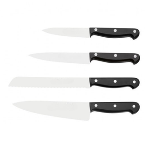 Juego de Cuchillos de Cocina de Acero Inoxidable con Mangos Ergonómicos Negros, Soporte de Almacenamiento de Madera y Varilla de Afilado para Preparación de Alimentos - Product Image 6