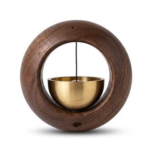 Sonnette de porte en bois avec cloche en laiton, sonnette Dopamine pour la maison, sonnette autocollante, son acoustique serein pour la maison et le magasin - Product Image 3
