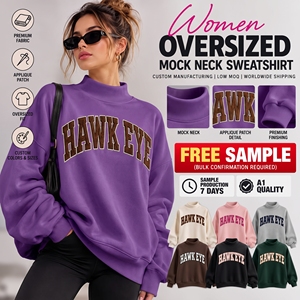 Custom Mockneck Cotton HeavyWeight <b>Jumper</b> Embroidered Soft Fleece Turtlenecks Crewneck Oversize Mock Neck Sweatshirt - Product Image 1