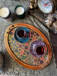 Plateau de service en bois au design moderne, plateau décoratif pour la cuisine et la table à manger - Product Image 4