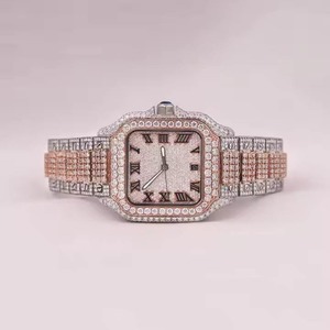 Montre mécanique de luxe personnalisée de haute qualité entièrement sertie de diamants Moissanite, nouveau design, boîtier en acier inoxydable, montre sertie de diamants - Product Image 1
