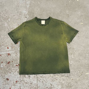 Camisetas de hombre 2026 personalizadas, de algodón 100% de alto gramaje, de punto, con efecto desgastado, corte holgado y extragrande, con lavado ácido y efecto descolorido por el sol, lisas. - Product Image 2