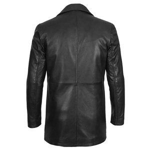 <b>Men's</b> New Fashion Genuine Leather <b>Long</b> Coats Custom Made Black Faux Leather <b>Jacket</b> with Adjustable Price - Product Image 3