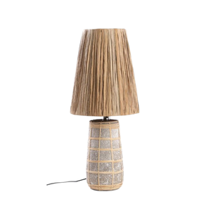 Abat-jour en céramique et rotin plissé rustique fait main, couvercle de lampe de table, beige naturel, éclairage décoratif pour salon et chambre à coucher - Product Image 1