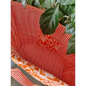 Sac fourre-tout en coton matelassé indien fait main |   Sac fourre-tout promotionnel en tissu réutilisable et écologique. Sac fourre-tout en ikat orange - Product Image 2