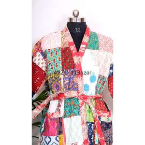 Robe Kimono Vintage à Imprimé Floral 100% Coton pour Femme, Tenue de Nuit Bohème d'Automne pour la Plage, avec Ceinture, Douce, Respirante, pour Usage Quotidien - Product Image 4