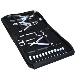 Juego de herramientas al por mayor para extensiones de cabello blanco con alicate tensor de microanillos de 5 pulgadas, abridor de microanillos, aplicador de cinta de 7 pulgadas y herramienta de gancho - Product Image 1