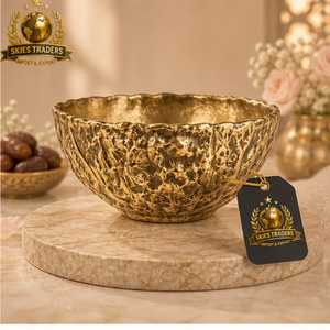 Frutero Tradicional de Latón Pulido, Tazón de Metal con Acabado Liso, Centro de Mesa Clásico, Tazón Dorado, Vajilla - Product Image 5