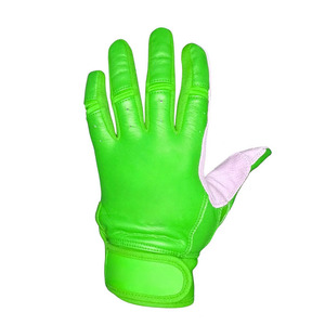 Gants de frappe de baseball SAAR INDUSTRIES en cuir véritable respirant vert fluorescent, style professionnel, adhérence souple, fermeture auto-agrippante, ambidextres - Product Image 4