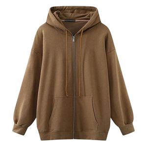 Ventes en gros de sweats à capuche pour femmes avec logo personnalisé, sweats à capuche zippés en coton, faible MOQ, fabrication sous marque privée - Product Image 2