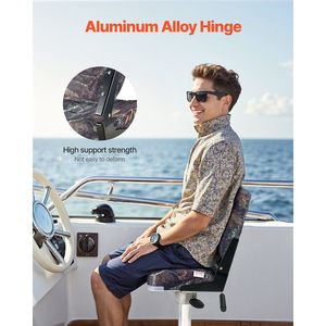 Sedile Pieghevole per Barca da Pesca con Schienale Basso, Cuscino in Spugna Ispessita, Tessuto in Poliestere PU con Robusto Telaio in PP, Conveniente - Product Image 4