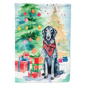 Escocés Deerhound Navidad gran porche casa bandera Multicolor poliéster patio Banner pared colgante multitamaño poste decorativo - Product Image 1