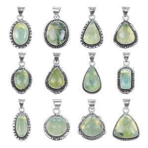 จี้เพรนไนต์ดีไซน์เนอร์ ทำด้วยมือจากทองเหลืองชุบเงิน วินเทจ ดีไซน์/ขนาดหลากหลาย พลอยสำหรับผู้หญิง ของขวัญวันครบรอบ - Product Image 1