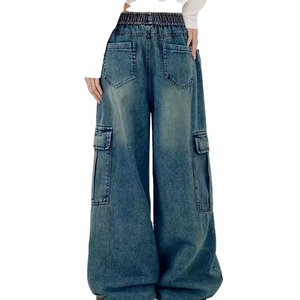 Mejor Oferta OEM Jeans Baggy de Pierna Recta de Cintura Alta con Logo Personalizado para Mujer, Ajuste Holgado, Diseño de Lazo Estilo High Street - Product Image 3