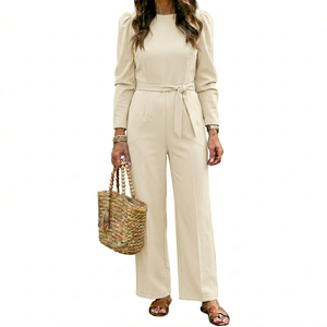 Vestidos de Trabajo Elegantes para Mujer al por Mayor, Cuello en V, Manga Abullonada, Largo hasta la Rodilla, Poliéster, Ropa de Oficina para Damas - Product Image 1