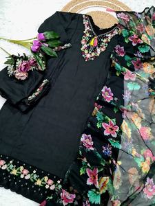 Salwar Kameez Indio Pakistaní de Muselina Bordada para Mujer, Conjunto Estampado para Fiestas Tradicionales, Bodas, Diwali - Product Image 5