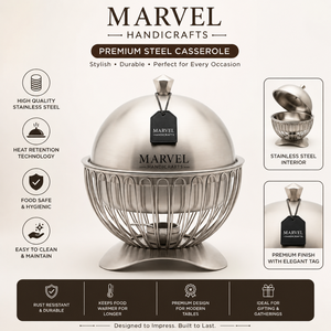 Marvel Handicrafts Stainless Steel Casserole Food Warmer with <b>Wire</b> Stand Elegant Serving Dish Insulated Hot Pot Buffet Server - Product Image 2