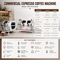 Machine à café expresso professionnelle italienne à 2 groupes certifiée CE ETL RCM pour barista, idéale pour les cafés et les entreprises