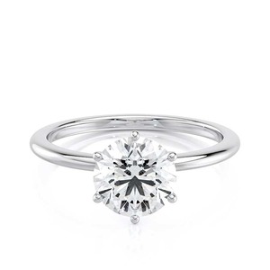 Anillo de Compromiso Solitario con Diamante Cultivado en Laboratorio, Corte Brillante Redondo de 2.75 Quilates, Oro Blanco de 14K, 6 Puntas, Joyería Nupcial Personalizada - Product Image 1